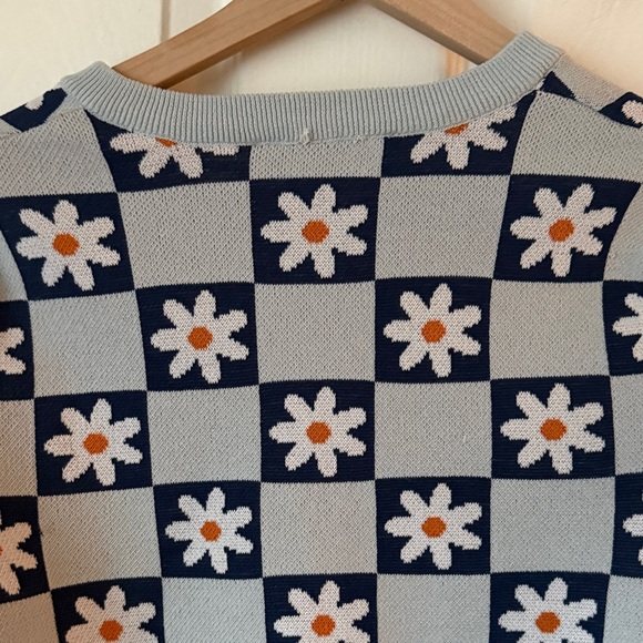 Zara Blue Daisy Patchwork Cardigan Sweater size small - Picture 8 of 8